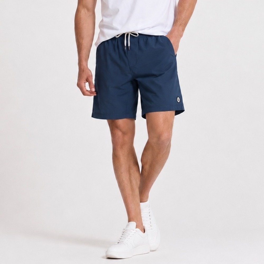 Vuori Kore 7in Short Men's Small Indigo Running Gym Draw Pocket Trail Athleisure